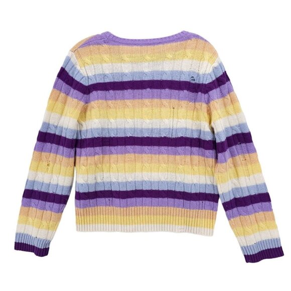 NWT MARC JACOBS 100% Cashmere Cable Knit DISTRESSED Sweater Striped Size LARGE - Picture 3 of 9